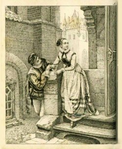 Auguste Hüssener (1789-1877), Kupferstich, Das Rendezvous, A0081