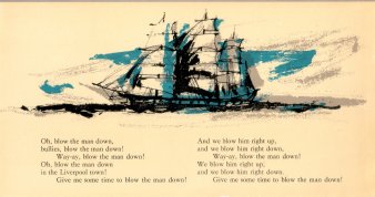 Heinz Bormann (1926 – 1974), Illustration Shanties, Tischkalender, Schiffsmaklerei Rostock, 1969-3