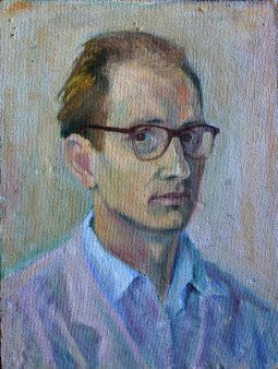 Dieter Borchhardt, Selbstporträt 1960, Öl-Hartfaser, 49x37cm