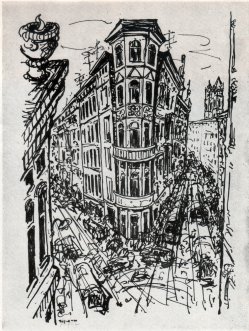 Ernst Seifert (1922-1976), Lithographie, Magdeburg Hasselbachplatz, 1970