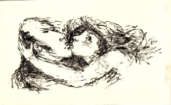 Heinz Bormann ( 1926-1974), Originalillustration, Der Kuß, für nicht identifizierten Auftrag