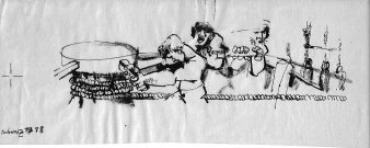 Heinz Bormann ( 1926-1974), Originalillustration zu Tischkalender, Schiffsmaklerei Rostock, 1969