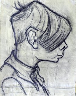 Ernst Seifert (1922-1976), Bleistft-, Kohlezeichnung, „Knabenporträt“ 1947, D0372