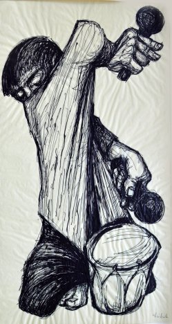 Ernst Seifert (1922-1976), Federzeichnung, Der Trommler, D0383