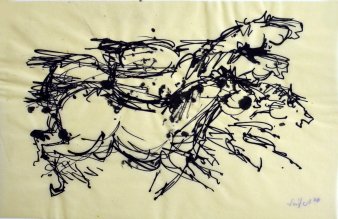 Ernst Seifert (1922-1976), Federzeichnung, „Pferderennen“, 1970, D0367