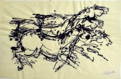 Ernst Seifert (1922-1976), Federzeichnung, „Pferderennen“, 1970, D0367