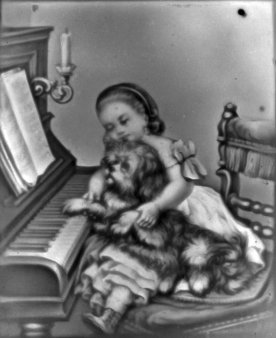 (PPM 1674) Hund beim Klavierunterricht, Lithophanie, D2153a 