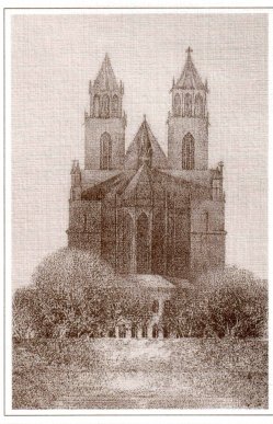 Rudolf Pötzsch (1950), Radierung 1993, „Magdeburger Dom“, D2163