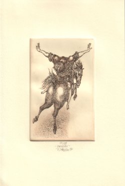 Rudolf Pötzsch (*1950), Radierung 2014, „Vorreiter“, A0003