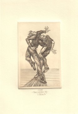 Rudolf Pötzsch (*1950), Radierung 2016, „Tanz auf dem Steg“, D1941