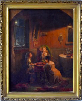 Carl Ludwig Friedrich Becker (1820-1900) attr., Ölgemälde, Die Wahrsagerin, D0048