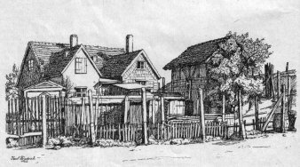 Karl Friedrich (1898-1989), Magdeburg „Wallmeister-Haus am Cracauer Tor“, Federzeichnung 1926