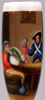Wirtshausszene mit Soldat, Porzellanmalerei, Pfeifenkopf, D1200