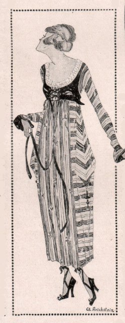 Kunstgewerbeschule Magdeburg, um 1920, Mode-Klasse Prof. Bosselt, Gesellschaftskleid von Ch. Reichstein