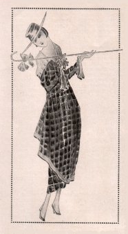 Kunstgewerbeschule Magdeburg, um 1920, Mode-Klasse Prof. Bosselt, Kleid mit Hut und Flanierstock