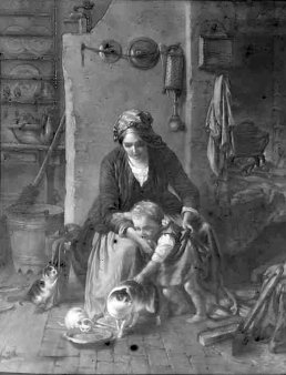 Lithophanie, Meißen 237 - Die Kätzchen nach Meyerheim