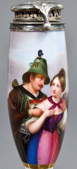 Carl Mayer (1798-1868), Der Jäger auf der Alm, Porzellanmalerei, Pfeifenkopf, B0306