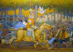 Evgeny Titov (geb.1963), Des Königs ganzes Kriegsvolk, Gemälde 2019