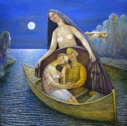 Evgeny Titov (geb.1963), Die Kerze brannte, Gemälde 2019