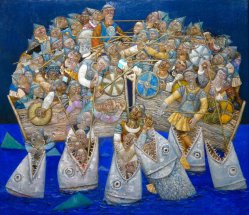 Evgeny Titov (geb.1963), Schlacht, Gemälde 2019