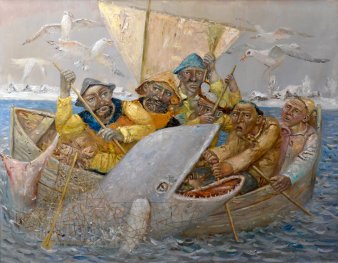 Evgeny Titov (geb.1963), Winterangeln, Gemälde 2019