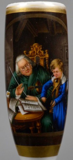 Joh. Friedr. Carl Constantin Schroeter (1795-1835), Musikstunde, Porzellanmalerei, Pfeifenkopf, D2204