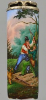 Kampf um erlegtes Wild, Porzellanmalerei, Pfeifenkopf, D2197