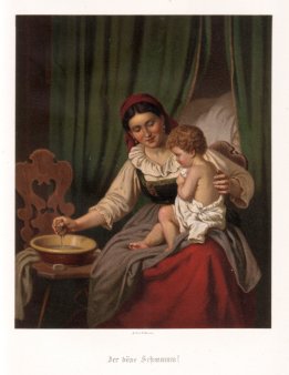 Farblithographie, Der böse Schwamm, nach H. Werner 1859, D2226