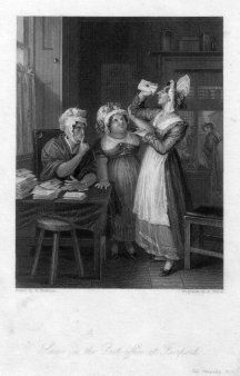 Frederick Bacon (1803-1887), Scene in The Post-Office at Fairport, Stahlstich nach H. Richter, D2244-5