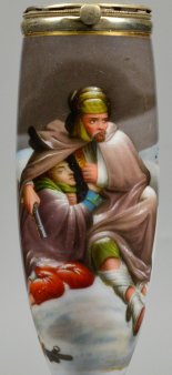 Henri Félix Emmanuel Philippoteaux (1815-1884), Szene aus dem Rückzug von Russland 1812, Porzellanmalerei, Pfeifenkopf, D2225