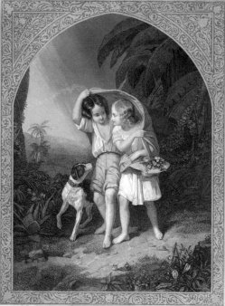 Motiv Meißen 223, Paul und Virginie sich führend, Stahlstich, nach J.Beaume, A0198