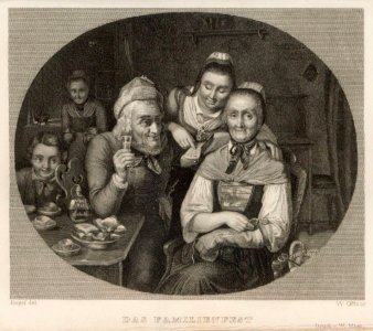 W.Otto, Das Familienfest, Stahlstich nach C. Engel, A0197
