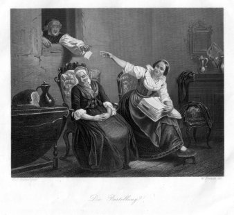 William French (1815-1898), Die Bestellung, Stahlstich nach C. Hübner, D2244-1