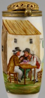 Wirtshausszene, Porzellanmalerei, Pfeifenkopf, D2237