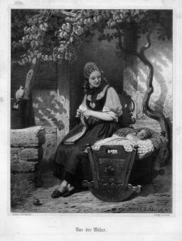 Martin August Dircks (1806-1871), Vor der Thüre, Lithographie nach Böttcher, D2271-5