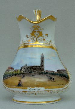 Magdeburg, Domplatz um 1850, Porzellanmalerei, Sahnekännchen, D0692