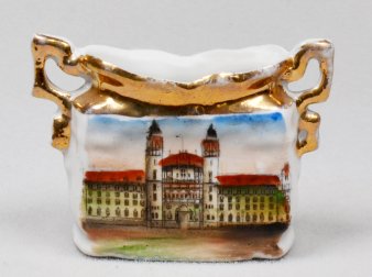 Justizpalast Magdeburg, Andenkenporzellan, Streichholzbehälter, D0926