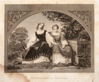 Eduard Schuler (1806 – 1882), Die Mädchen am Brunnen, Stahlstich nach Bendemann, D1606