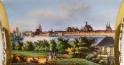 Magdeburg, Elbpanorama um 1830, Porzellanmalerei, Abwicklung, Tasse, D1750