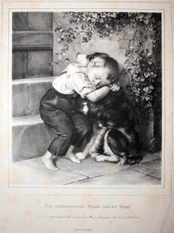 Dieter, Der schlummernde Knabe und der Hund, Lithographie nach Schütze, D1837