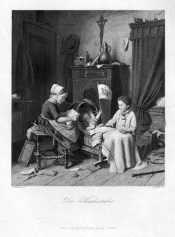Carl Johann Koch (1806-1900), Die Kinderstube, Stahlstich nach Wilhelmi, D2332-9
