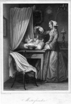 Eduard Schuler (1806-1882), Mutterfreuden, Stahlstich gemalt und gestochen von Schuler, D2333-10