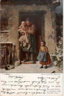 Georg Friedrich Bischoff (1819-1873), Der erste Schnee, Postkarte, D2334