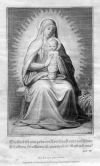 Tamme Weyert Theodor Janssen (1816-1894), Ein Kind ist uns geboren, Stahlstich nach E. Deger, D2330-2