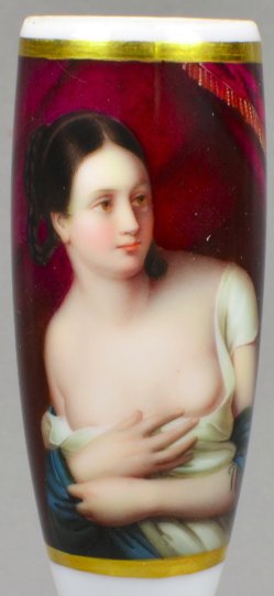 Édouard-Louis Dubufe (1819-1883), The Surprise, Porzellanmalerei, Pfeifenkopf, D1733