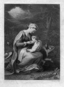 E. Smith, Hagar und Ismael in der Wüste, Kupferstich nach F. Baroccio, D2366