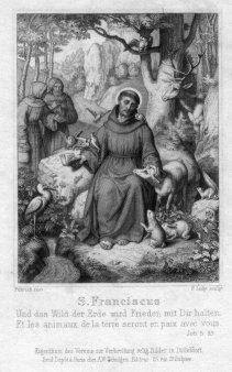 Friedrich August Ludy (1823-1890), S. Franciscus, Stahlstich als Andachtsbild nach v. Friedrich, D2347-19
