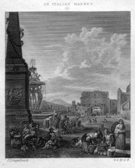 Ja. Neagle, An Italian Market, Kupferstich nach Lingelbach und Craig, D2386-1-115