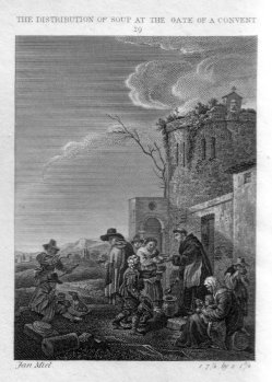 Ja. Neagle, The Distribution of Soup at the Gate of a Convent, Kupferstich nach Miel und Craig, D2386-1-29