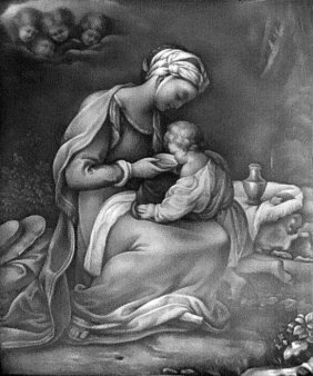 Lithophanie Meißen 86 – Hagar in der Wüste,  nach F. Barocci